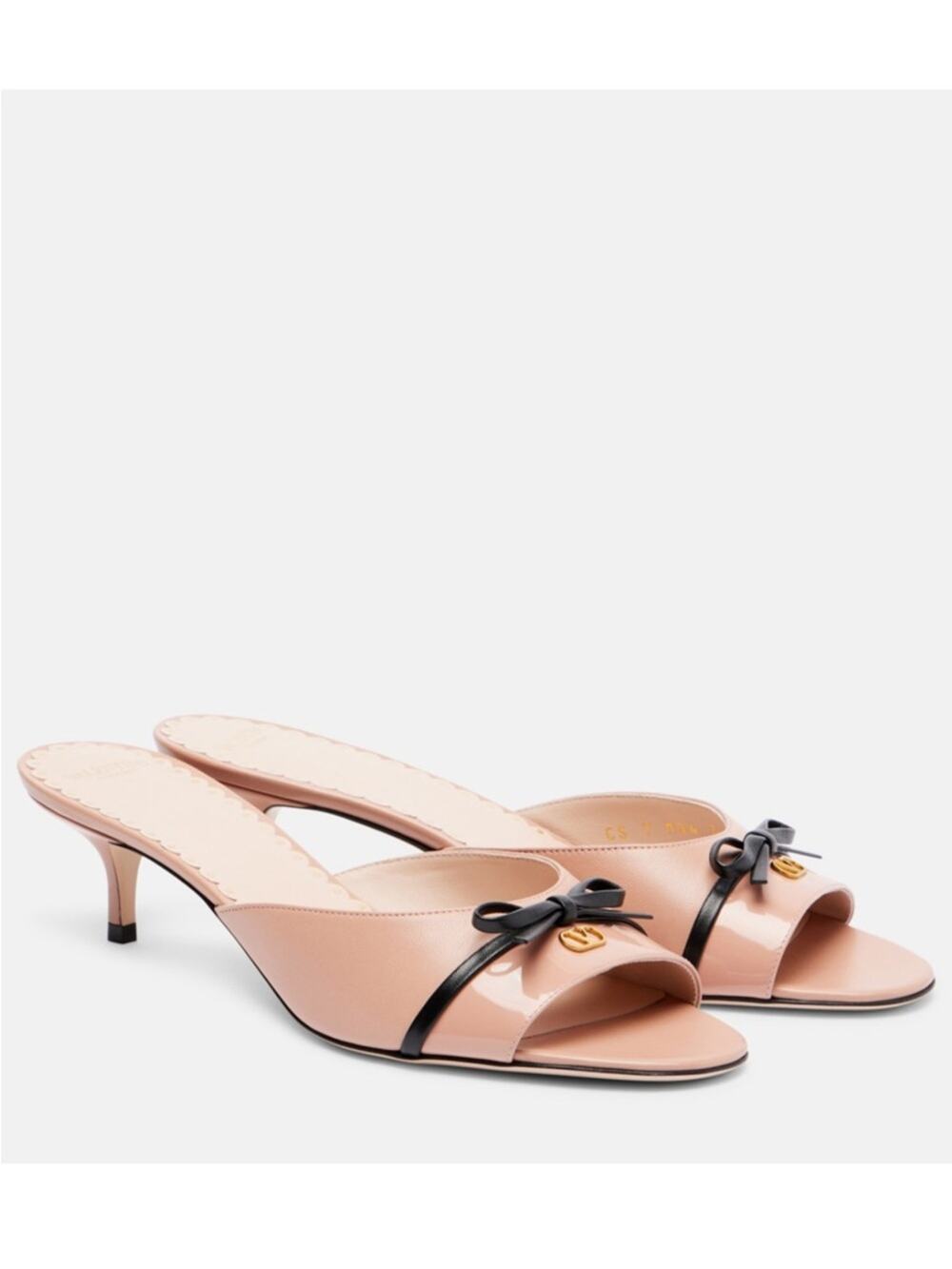 Valentino Garavani Bepointy 45 Slide Sandals Bow Kitten Heel Tan - 39.5 (US 9.5)